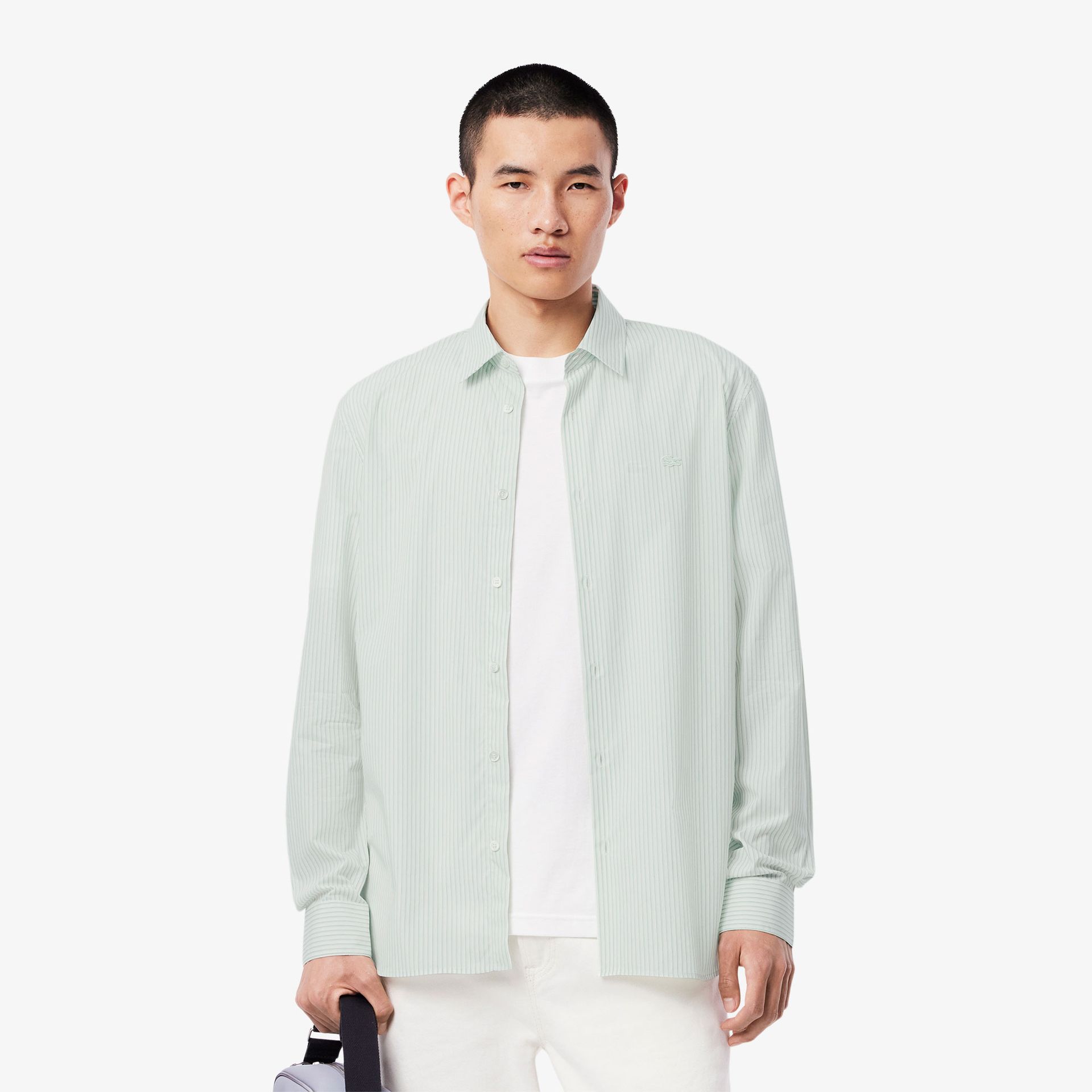 Lacoste Koszula Z Popeliny W Paski Regular Fit