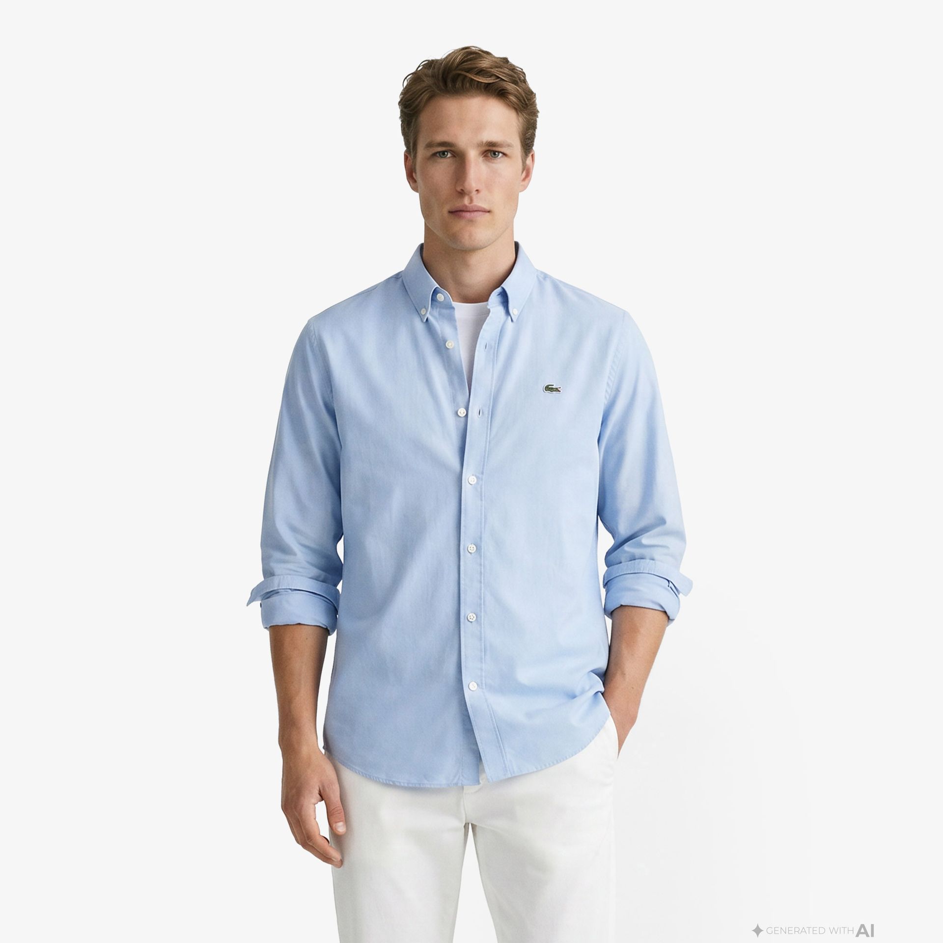 Lacoste Męska Koszula Regular Fit Z Bawełny Niebieski
