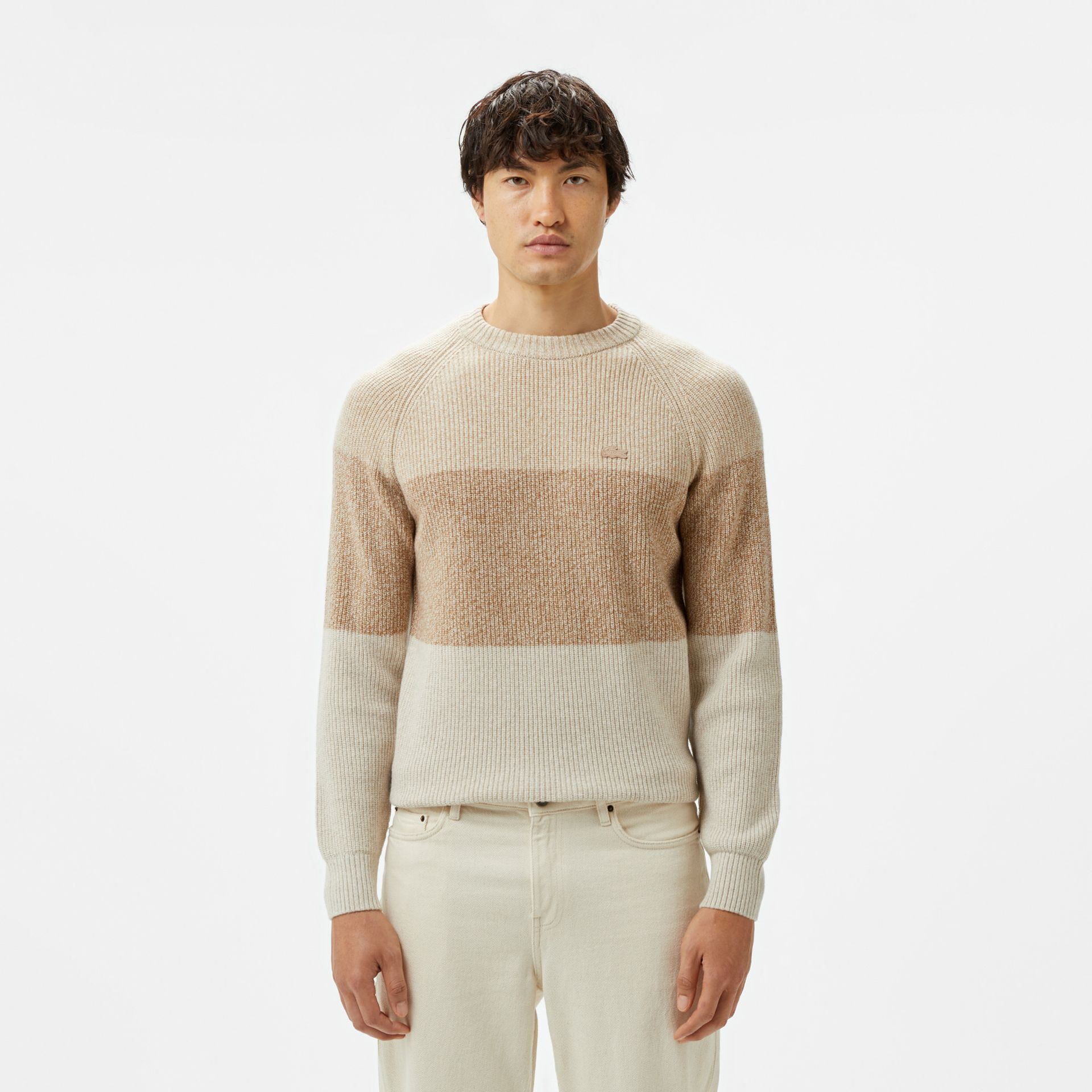 Lacoste Męski Relaxed Fit Sweter Z Okrągłym Dekoltem I Kolorowymi Blokami