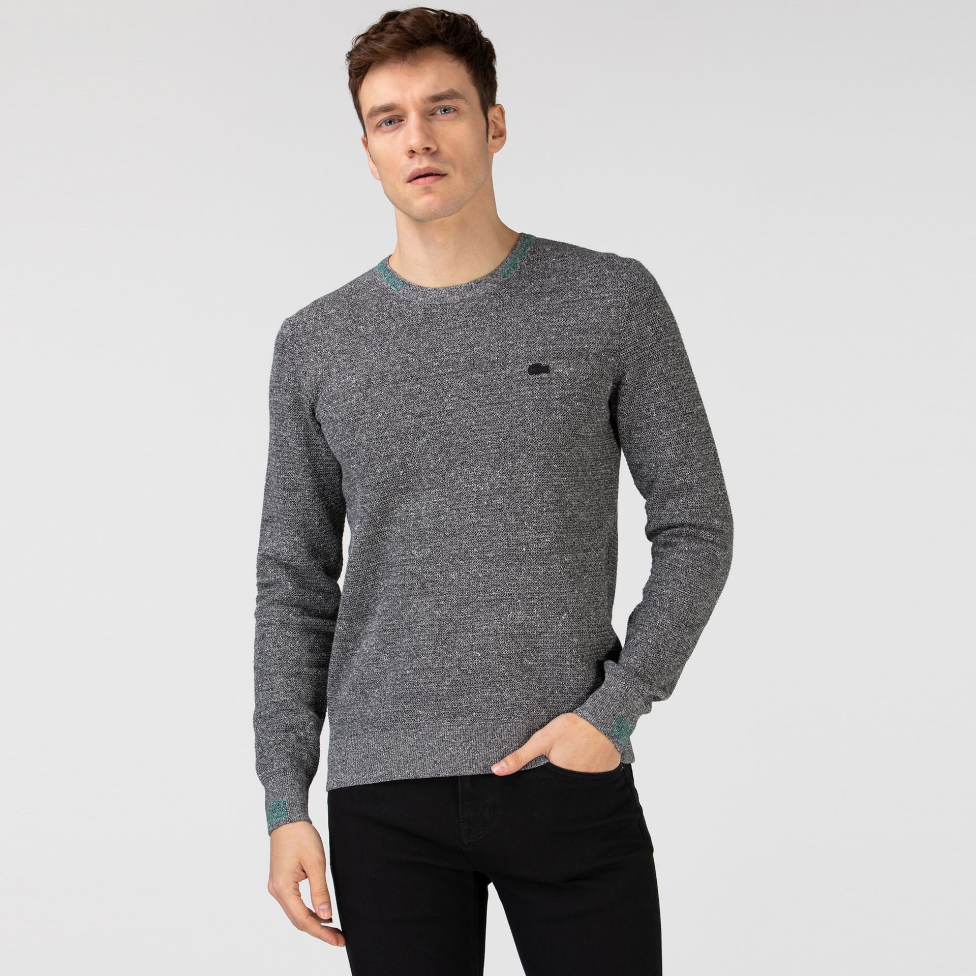 Lacoste Męski Szary Sweter Dzianinowy