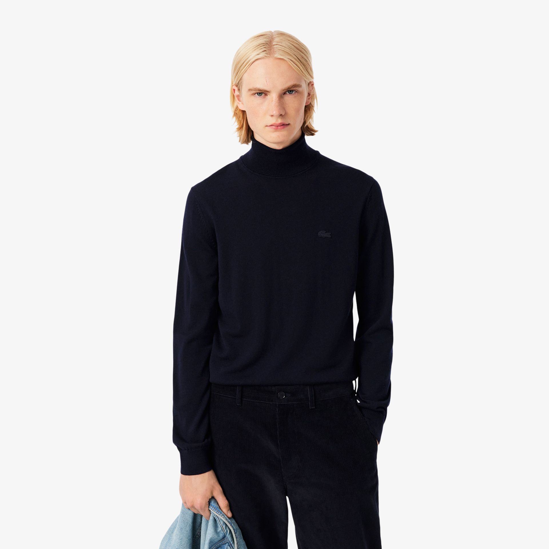 Lacoste Sweter Męski Z Golfem Z Wełny Merino