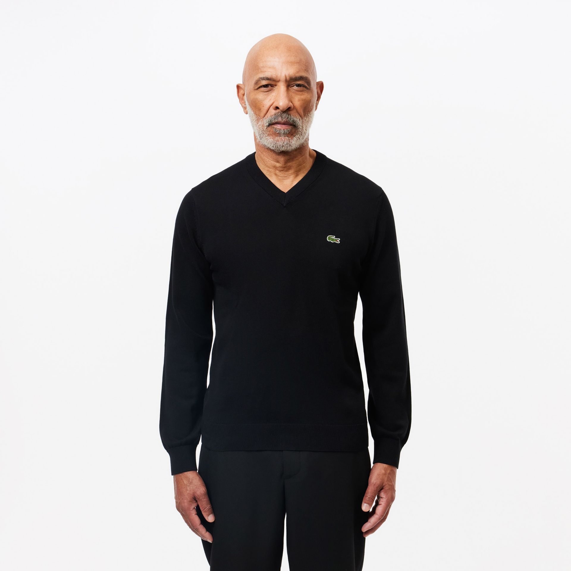 Lacoste Męski Sweter Z Dekoltem W Serek Z Organicznej Bawełny