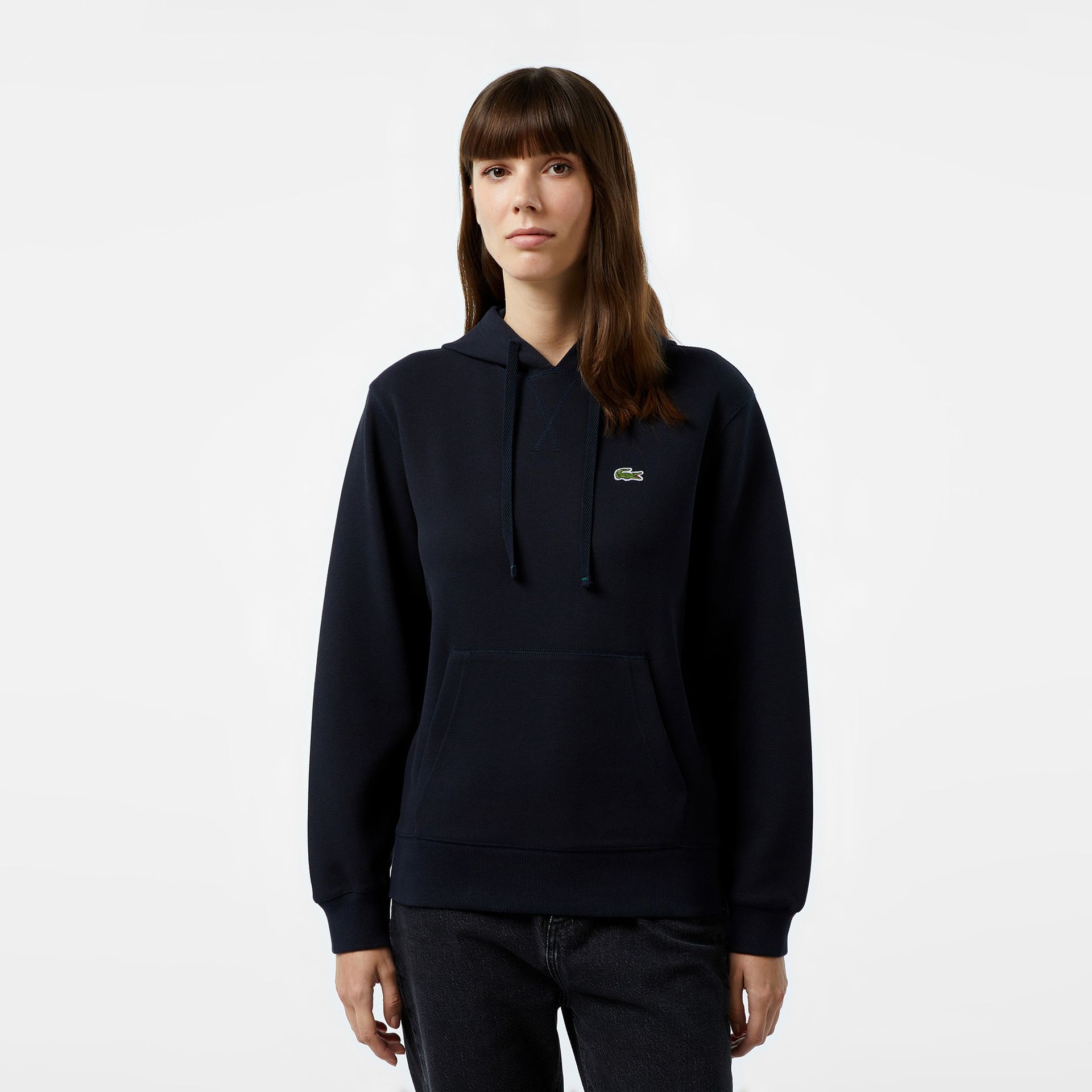 Lacoste Bluza Damska Z Kapturem Regular Fit Granatowa Granatowy