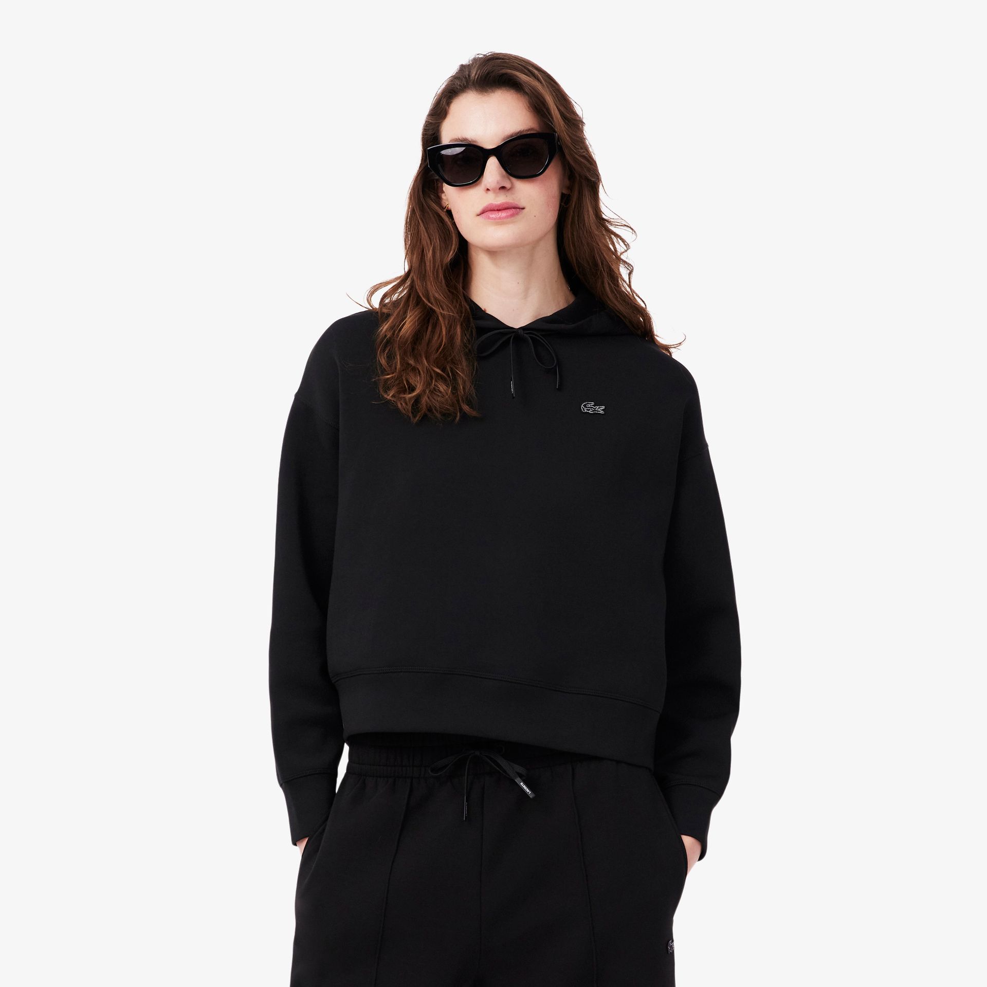 Lacoste Bluza Z Kapturem Oversize Regulowana Czarna