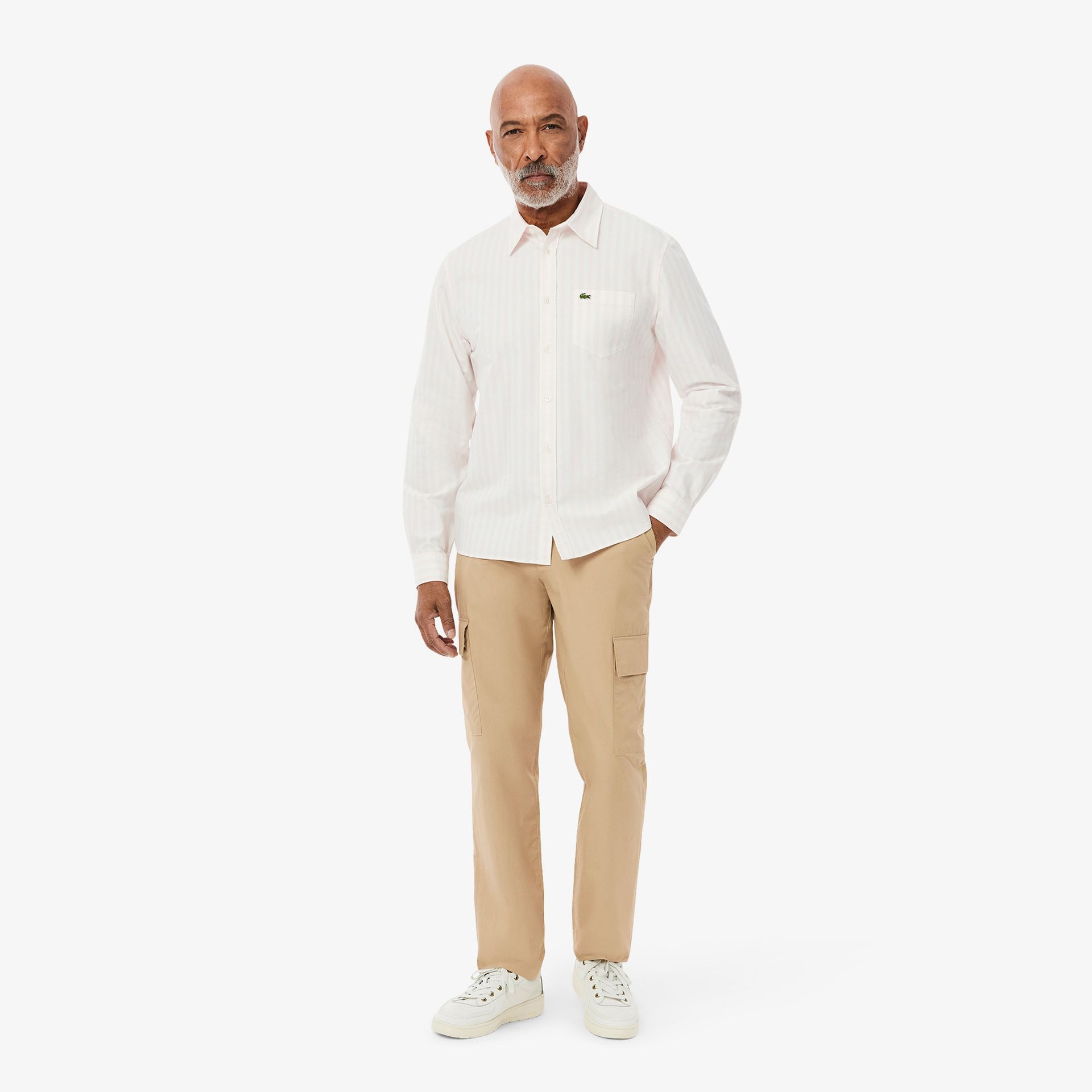 Lacoste Lekkie Bawełniane Spodnie Cargo Regular Fit Męskie Beżowy