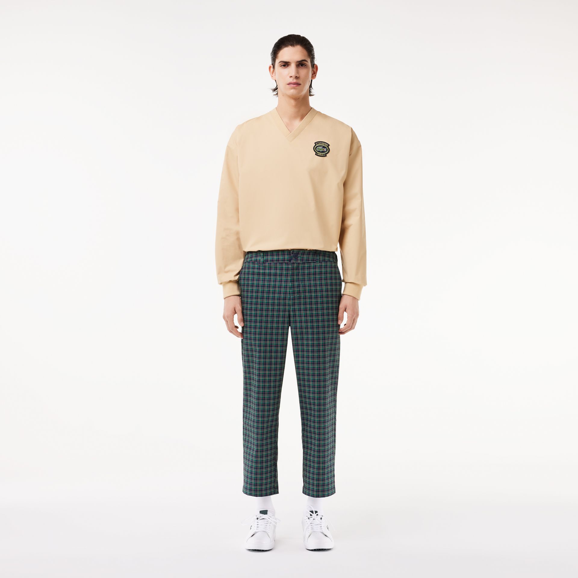 Lacoste Spodnie Męskie W Kratę Straight Fit Kolorowy