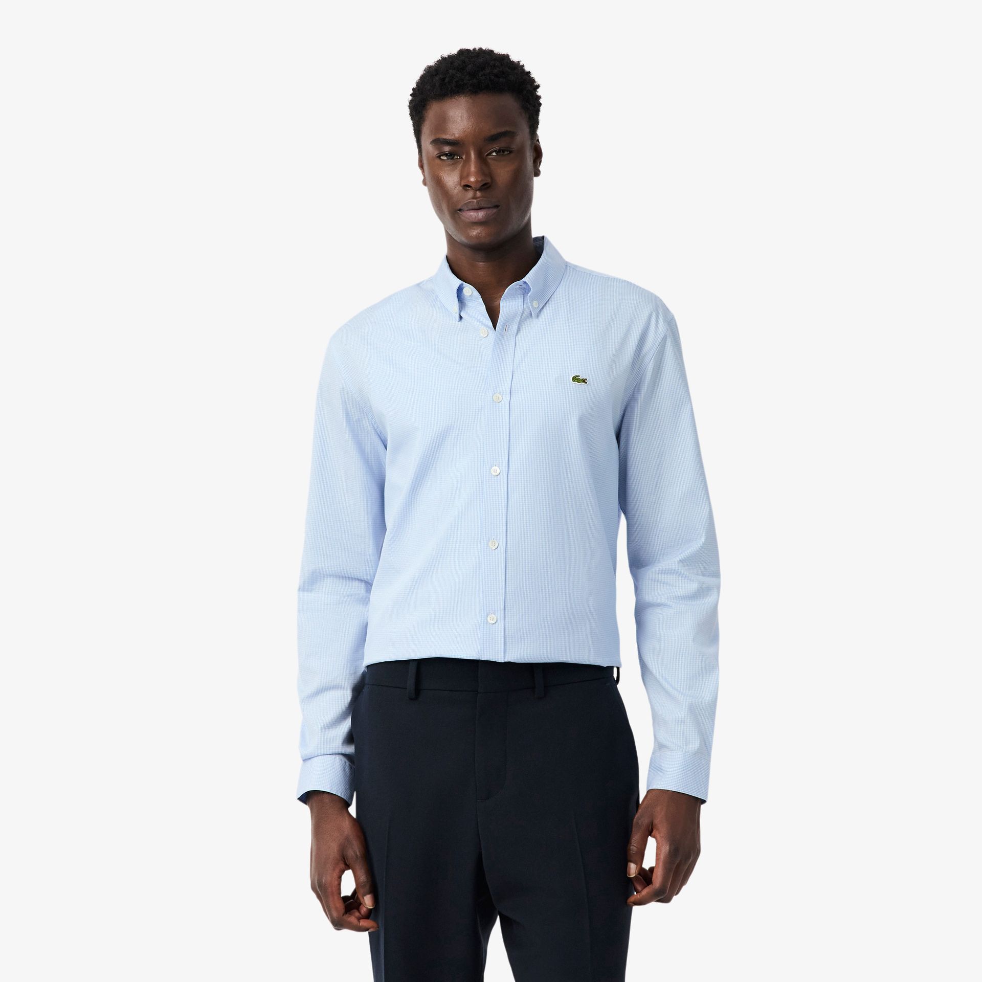 Lacoste Bawełniana Koszula W Kratę O Kroju Regular Fit Męskie Biały