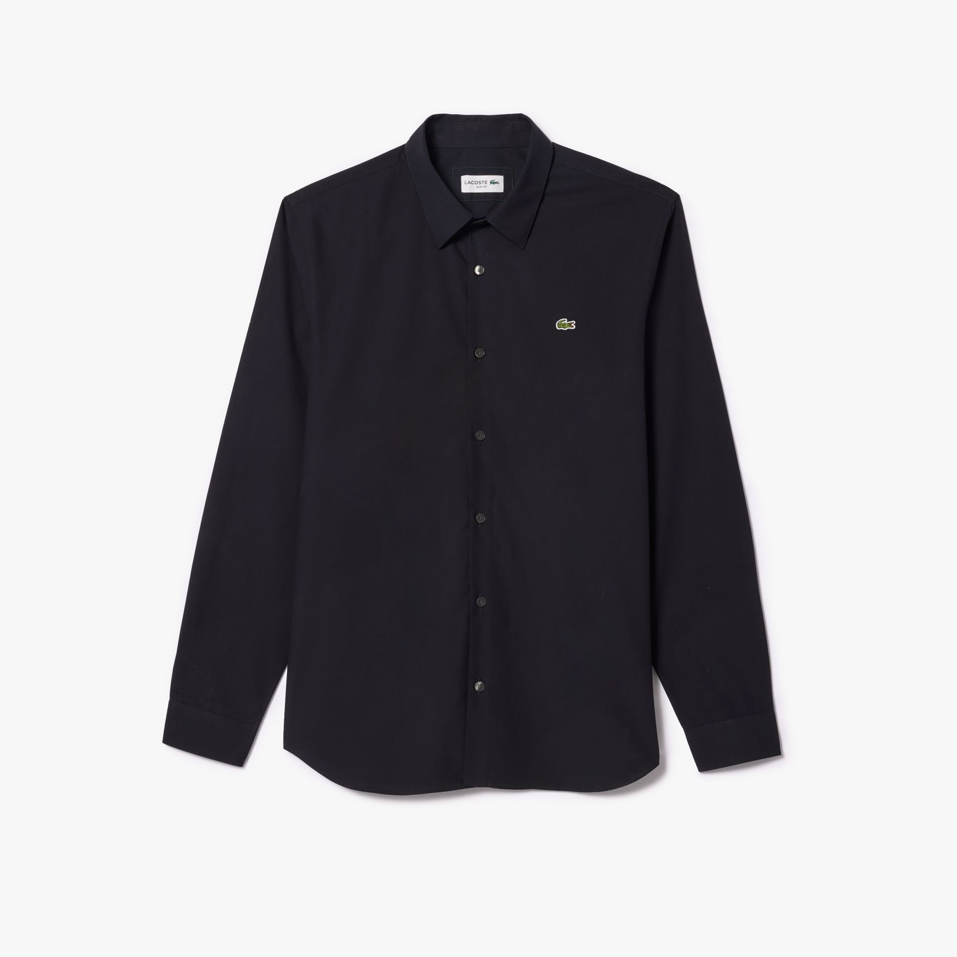 Lacoste Elastyczna Koszula Z Bawełnianej Popeliny Slim Fit Granatowa Męskie Granatowy