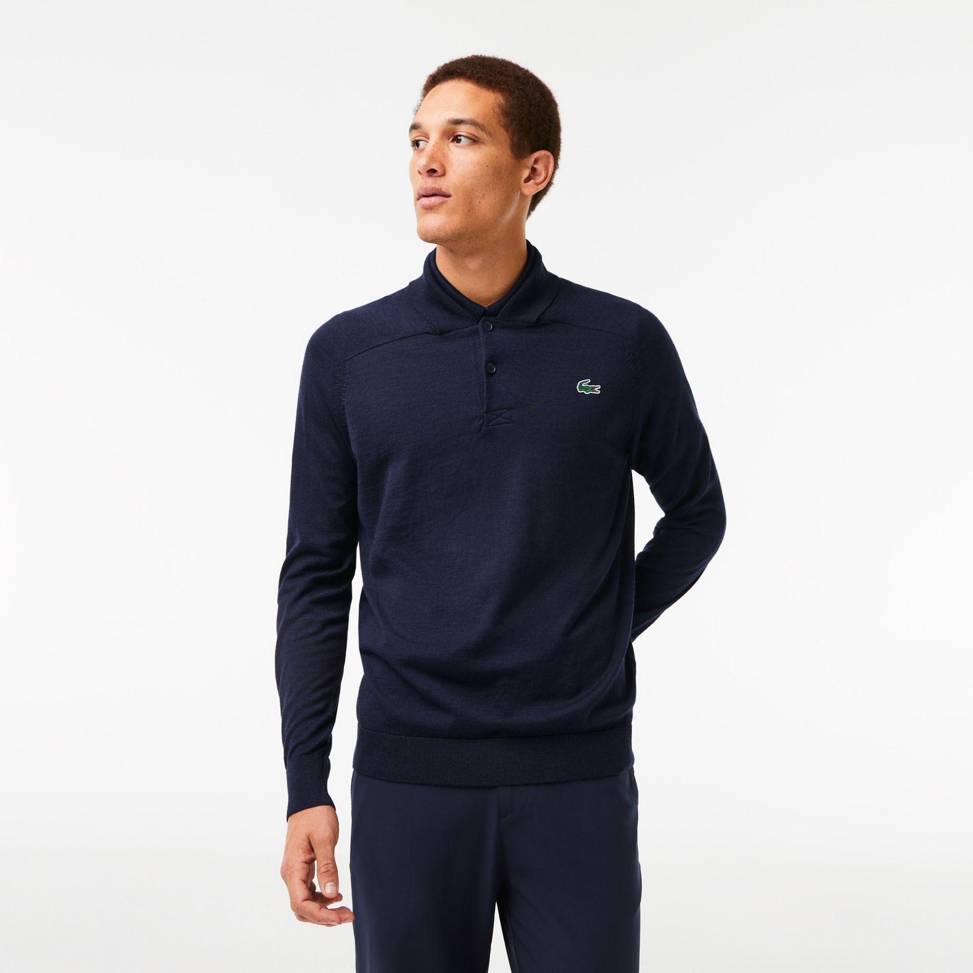 Lacoste Men'S Sport Wool Golf Sweater Męskie Granatowy