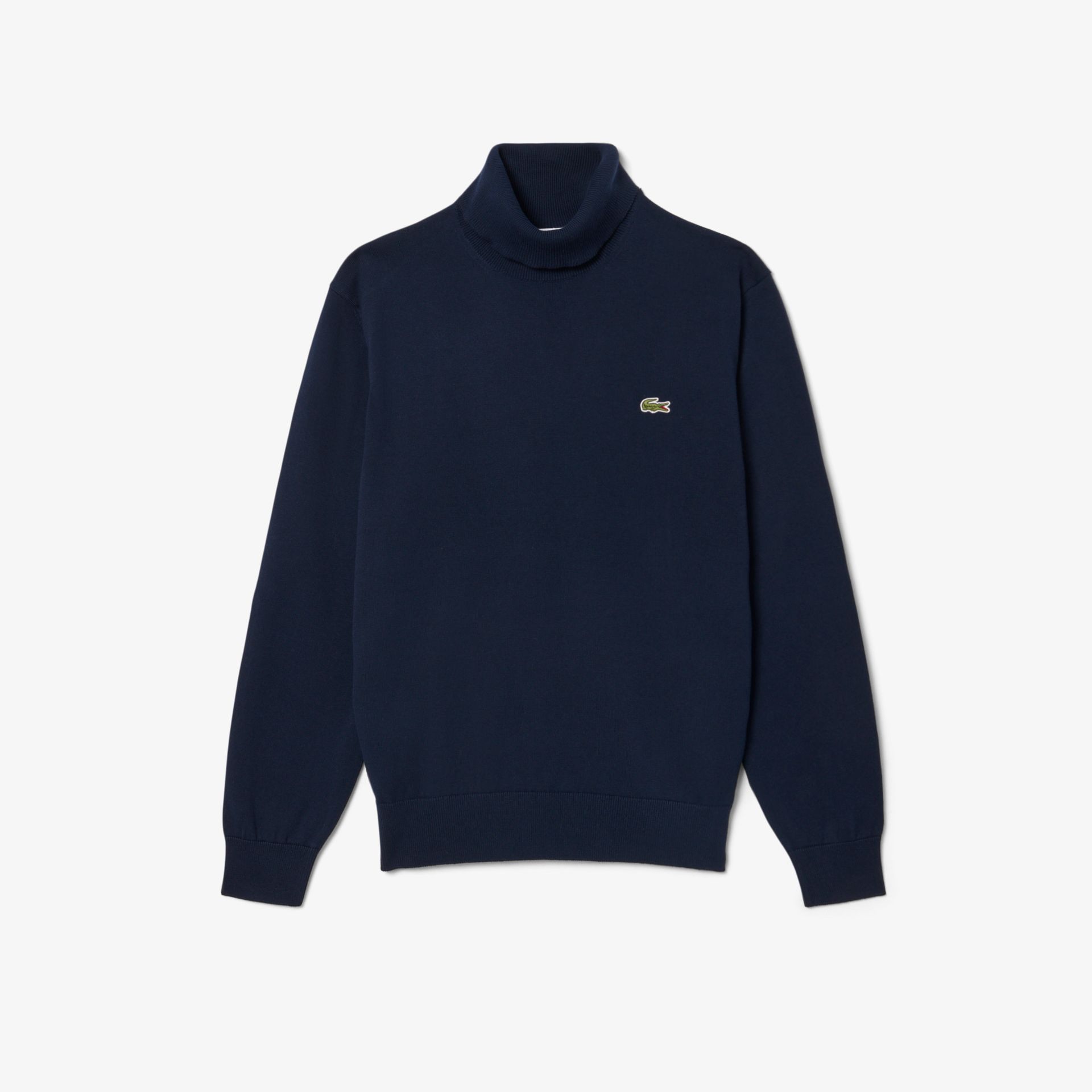 Lacoste Dzianinowy Bawełniany Sweter Z Golfem Granatowy Męskie Niebieski