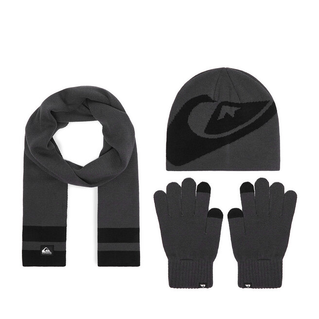 Zestaw czapka, szalik i rękawiczki Quiksilver CWBEO-QS-SM346-001-AW26 Szary ciemny