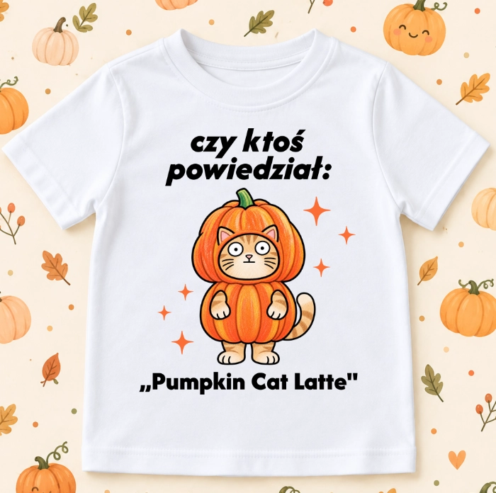 Koszulka dla dziecka ''CZY KTOŚ POWIEDZIAŁ PUMPKIN CAT LATTE'''