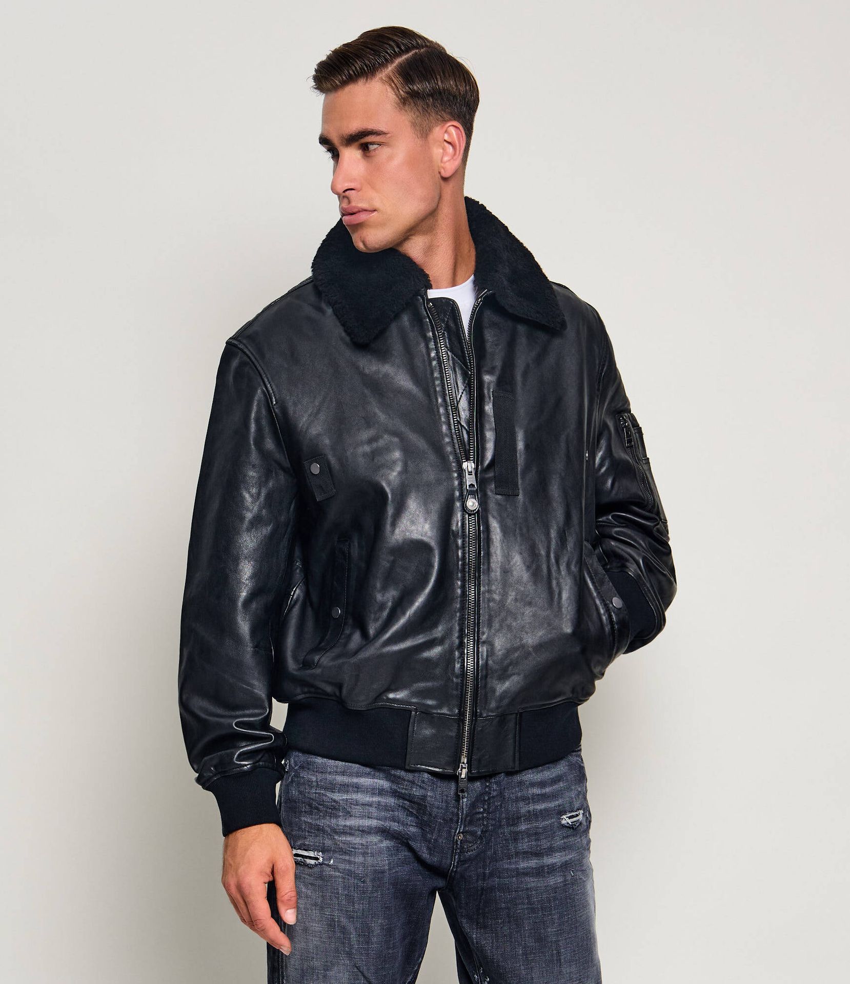 AllSaints Skórzana kurtka Darby Regular Fit