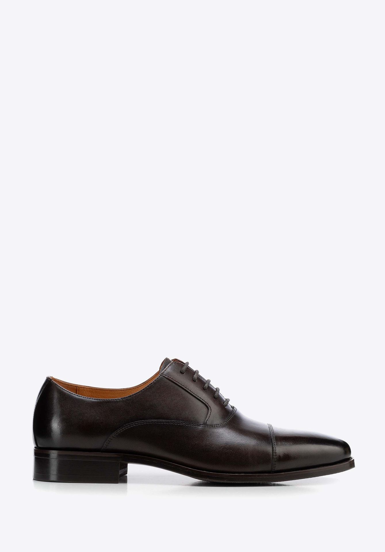 Eleganckie męskie półbuty ze skóry naturalnej typu oxford ciemny brąz