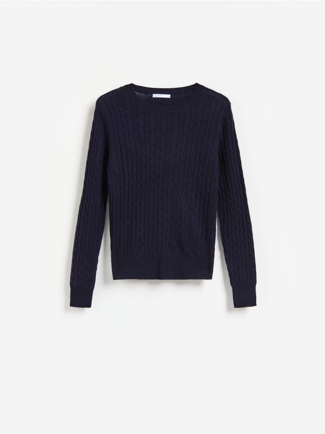 Reserved - Sweter z wełną merino - granatowy