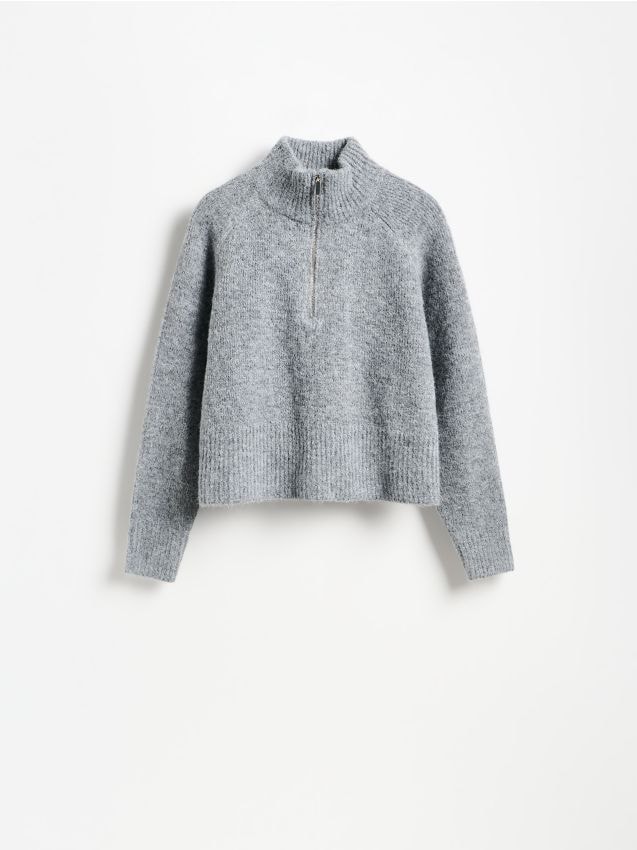 Reserved - Sweter ze stójką - szary