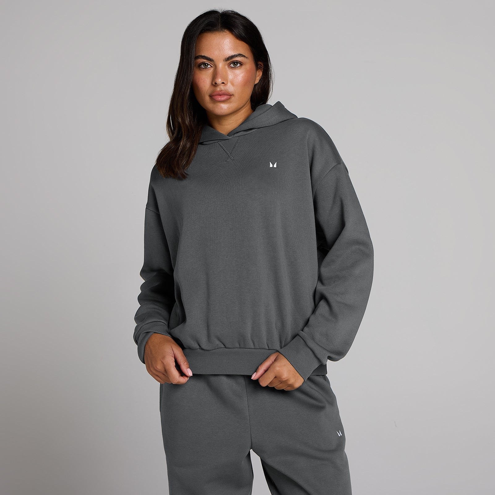 MP Damska Bluza z Kapturem Basics Oversize - Ciemny Szary - XL
