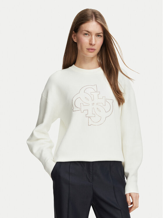 Guess Sweter W6BR52 Z1453 Kremowy Regular Fit