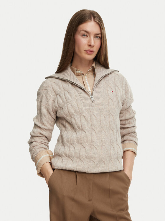 Tommy Hilfiger Sweter WW0WW46425 Beżowy Regular Fit