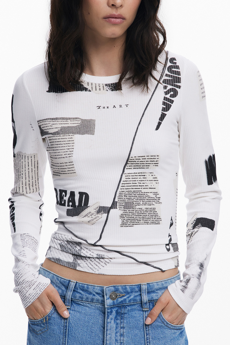 Biały T-shirt damski Desigual 25WWTK25