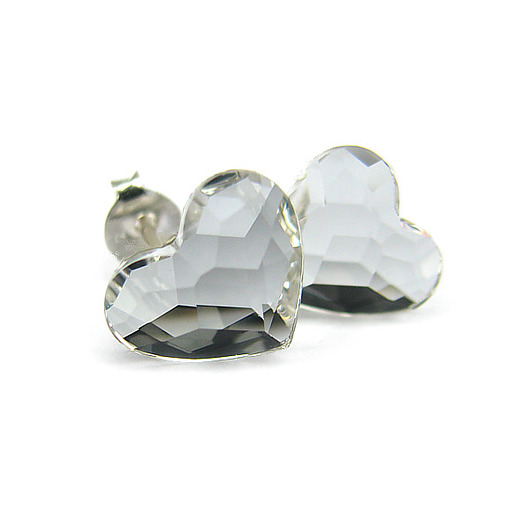 Kolczyki - kryształy Swarovski - serduszka Crystal