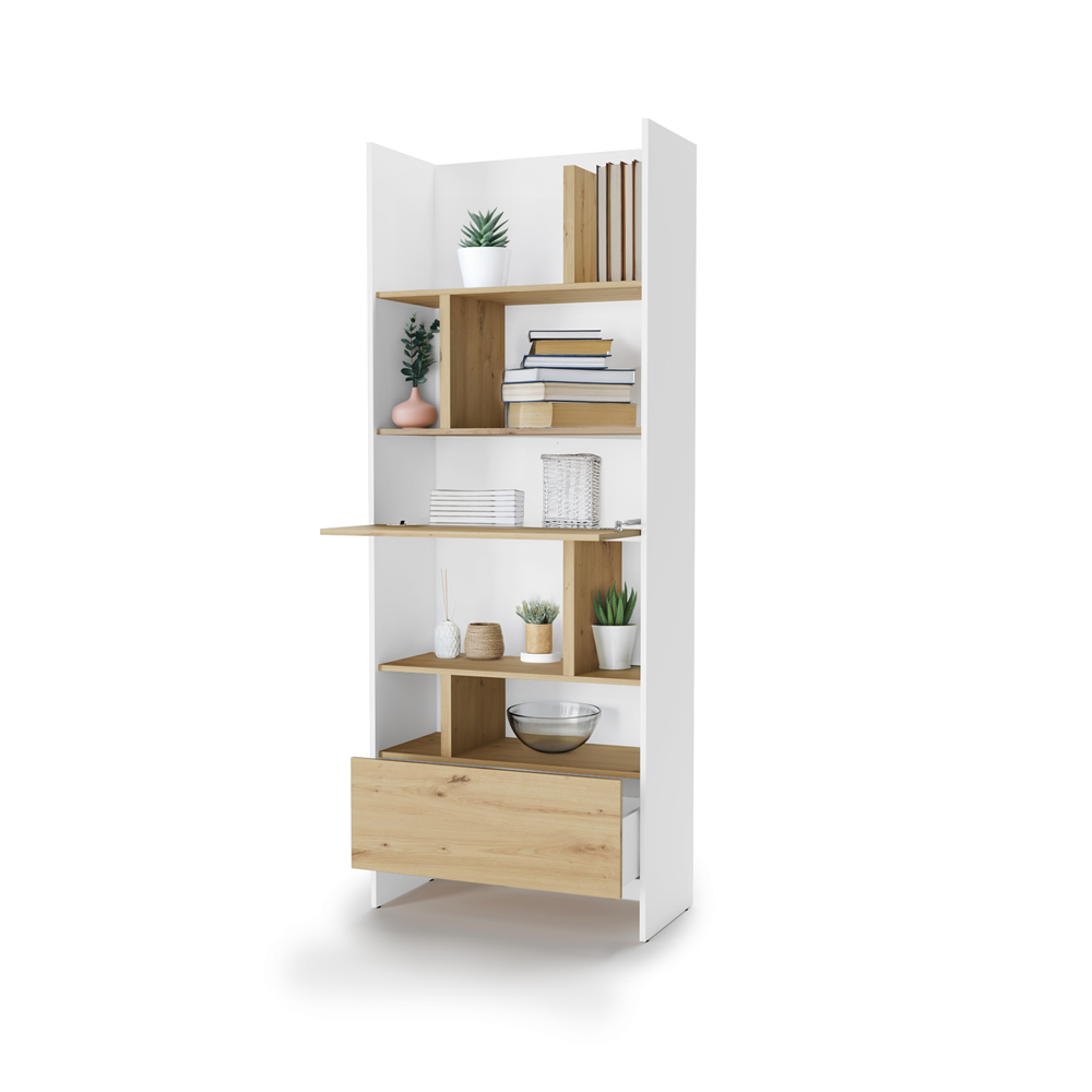 Regał Bed Concept BC-22 84x218x40 cm Biały/Dąb artisan funkcjonalny do półkotapczanu