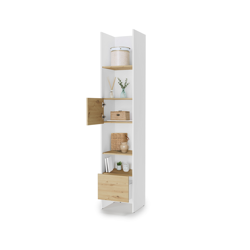 Regał Bed Concept BC-23 44x218x40 cm Biały/Dąb artisan funkcjonalny do półkotapczanu