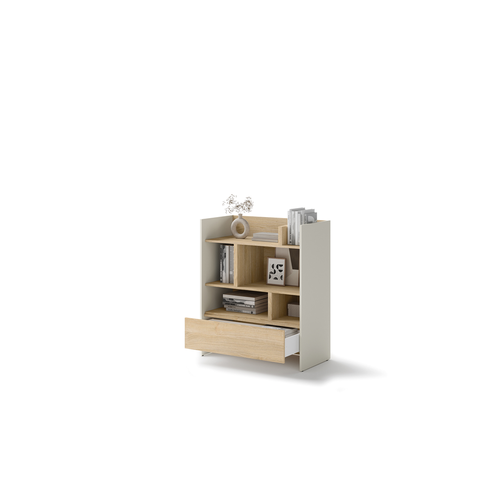 Regał Bed Concept BC-25 92x108x40 cm Biały/Dąb artisan funkcjonalny do półkotapczanu