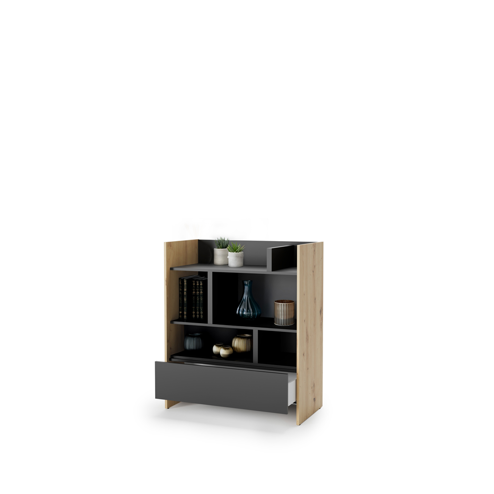 Regał Bed Concept BC-25 92x108x40 cm Dąb artisan/Czarny funkcjonalny do półkotapczanu