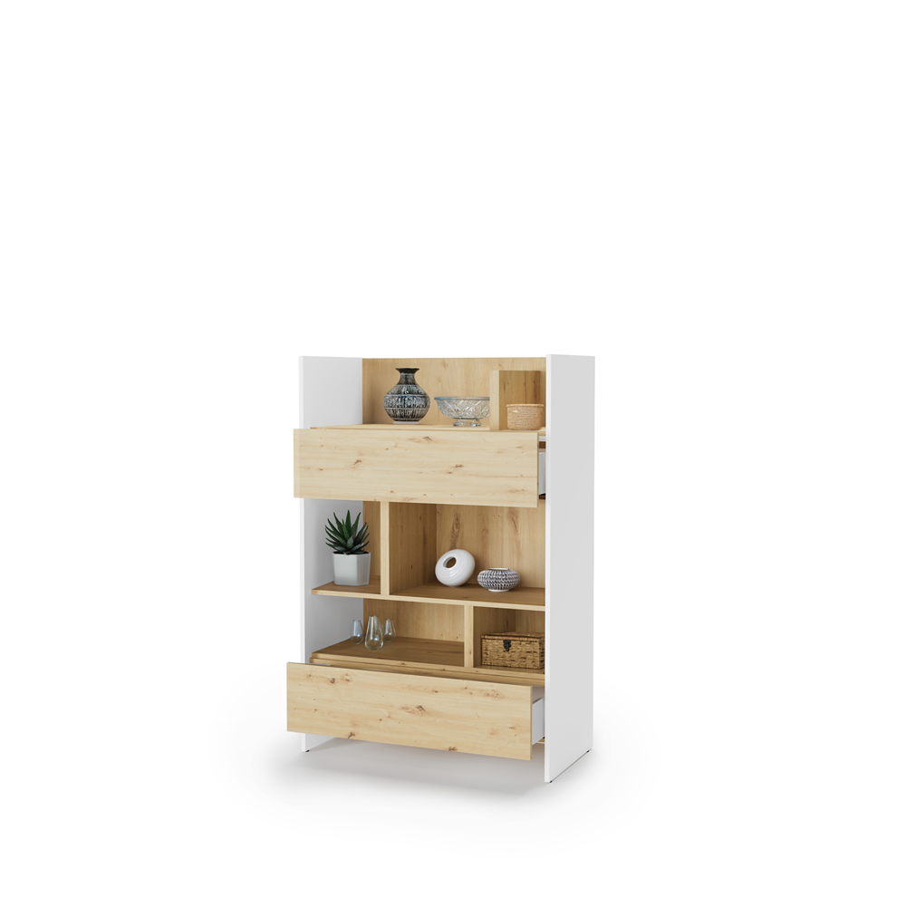 Regał Bed Concept BC-26 92x138x46 cm Biały/Dąb artisan funkcjonalny do półkotapczanu