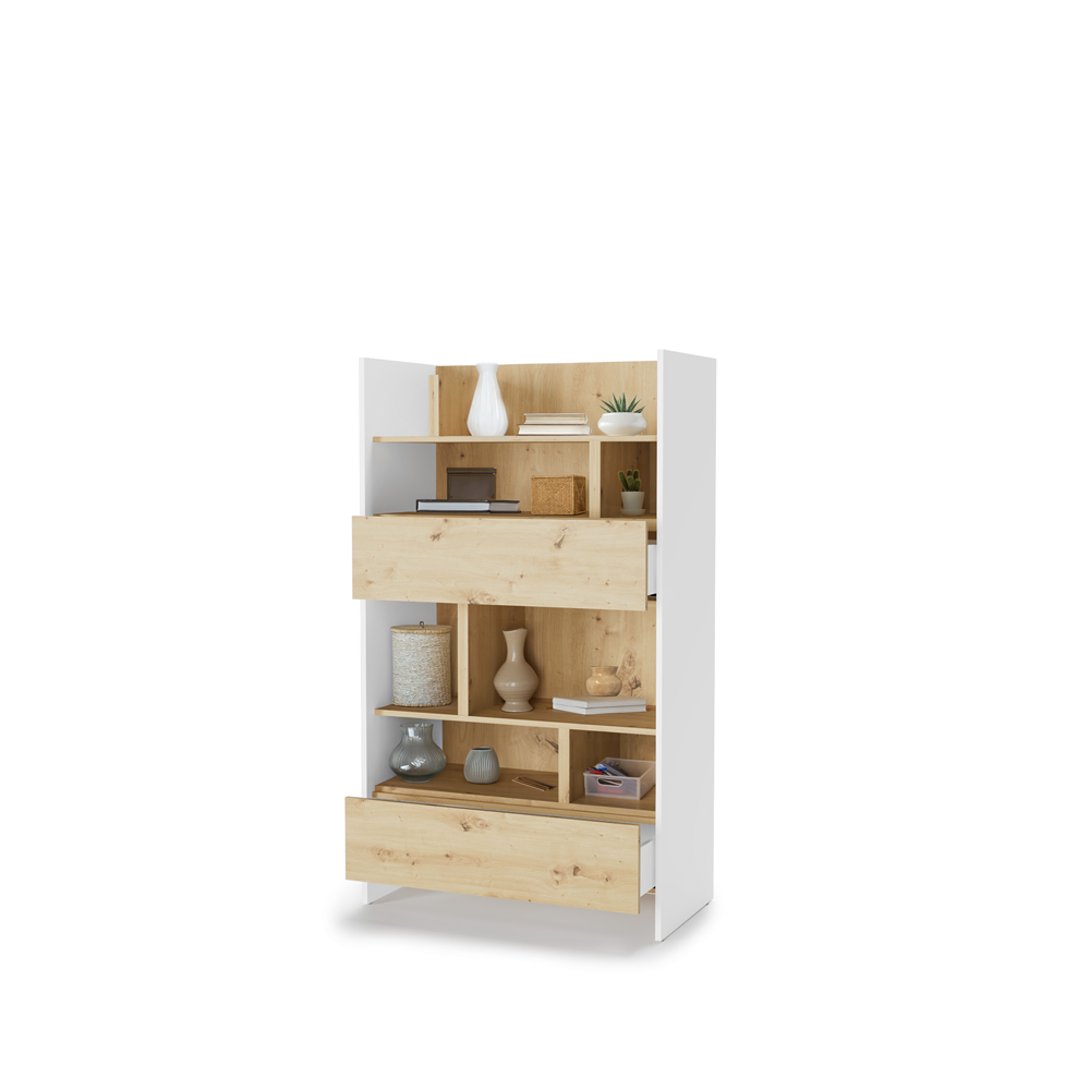 Regał Bed Concept BC-27 92x158x46 cm Biały/Dąb artisan funkcjonalny do półkotapczanu