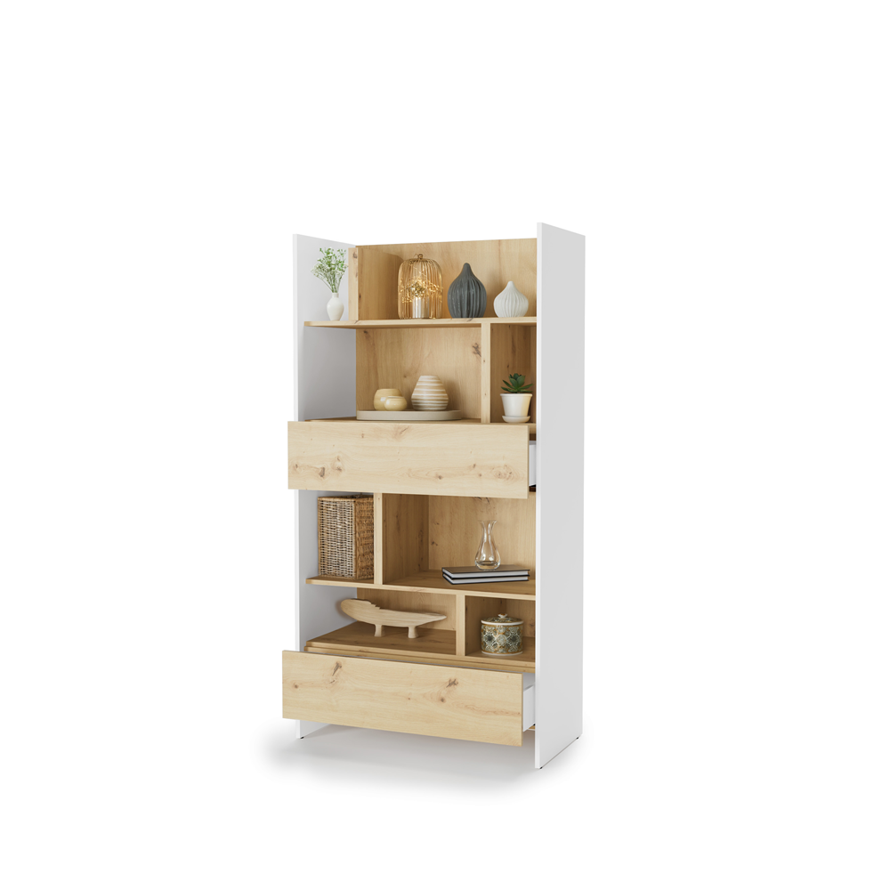 Regał Bed Concept BC-28 92x178x46 cm Biały/Dąb artisan funkcjonalny do półkotapczanu
