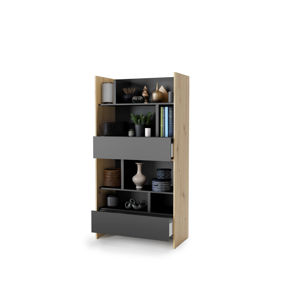 Regał Bed Concept BC-28 92x178x46 cm Dąb artisan/Czarny funkcjonalny do półkotapczanu