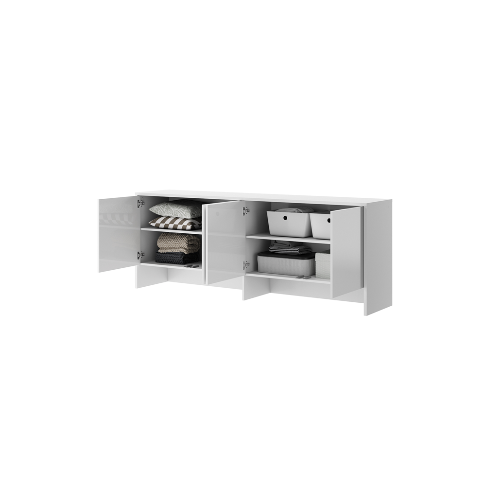 Nadstawka Bed Concept BC-10 do półkotapczanu BC-05 211x80x46 cm Biały połysk elegancki dodatek funkcjonalne rozwiązanie