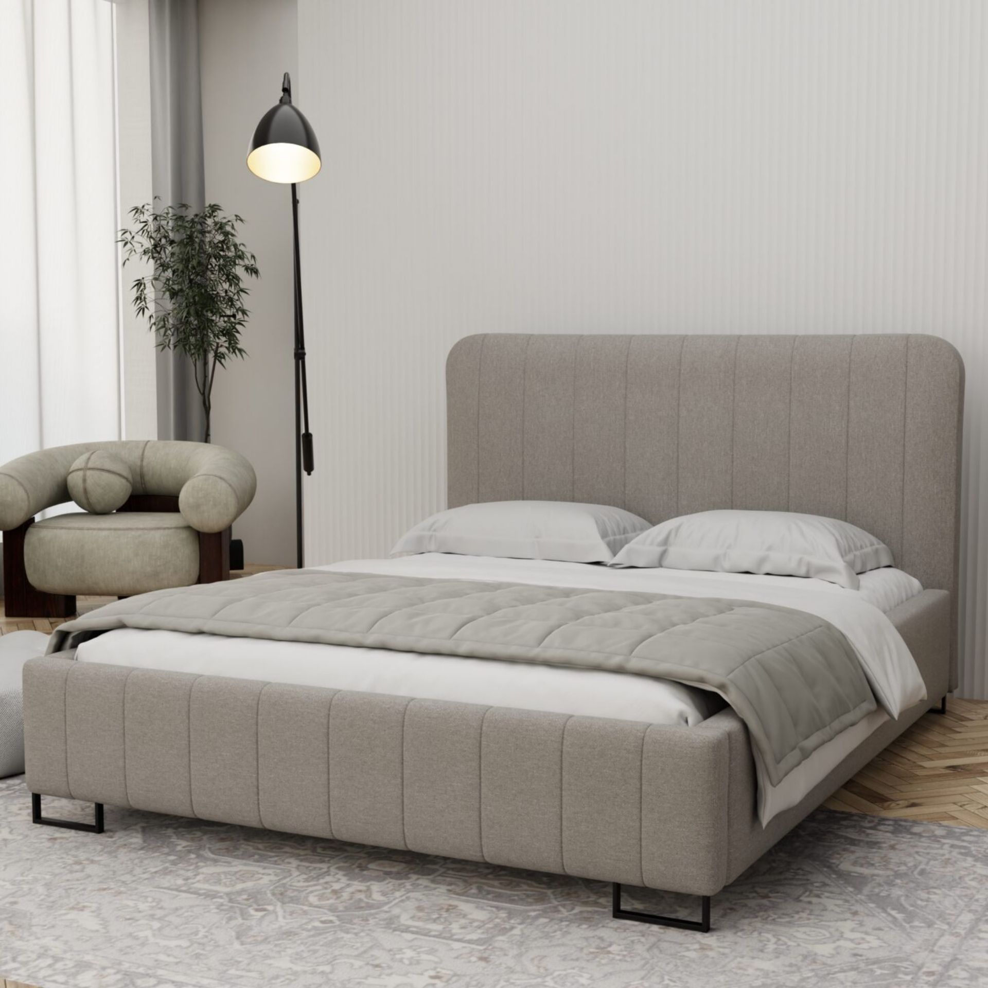 Łóżko kontynentalne Vela Rozmiar łóżka - 120x200 cm Tkanina obicia - Grupa 2 Pojemnik - Tak