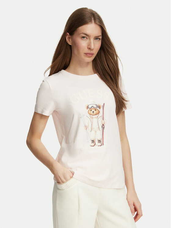 Guess T-Shirt V6BI19 K6749 Różowy jasny Regular Fit