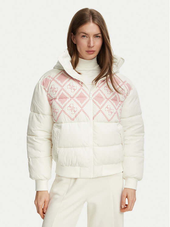 Guess Kurtka zimowa V6BL07 W4303 Kremowy Regular Fit