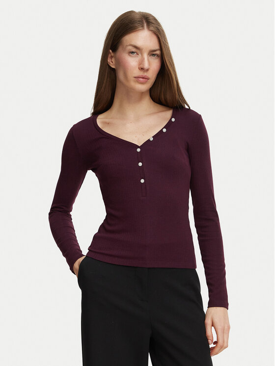 Guess Bluzka W6BP32 K6401 Bordowy Regular Fit