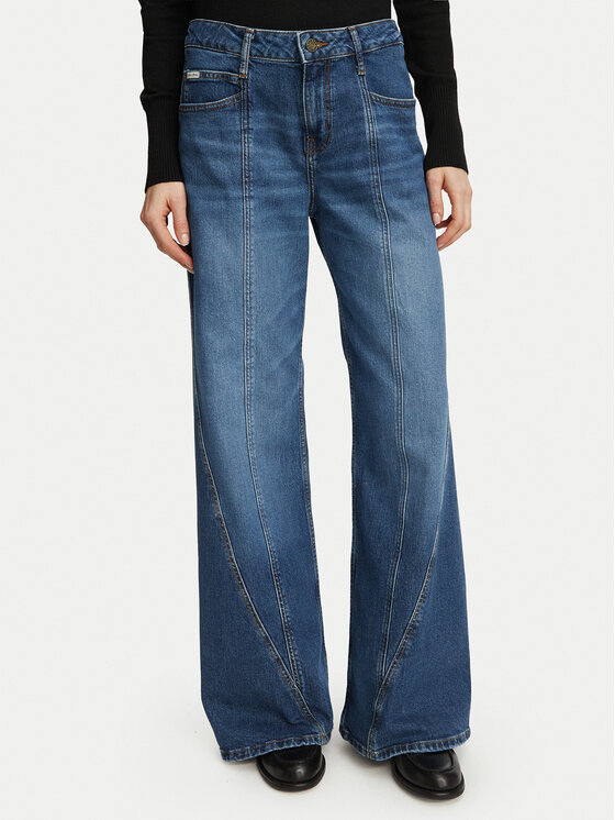 Guess Jeansy W6BA26 D2332 Niebieski Wide Leg