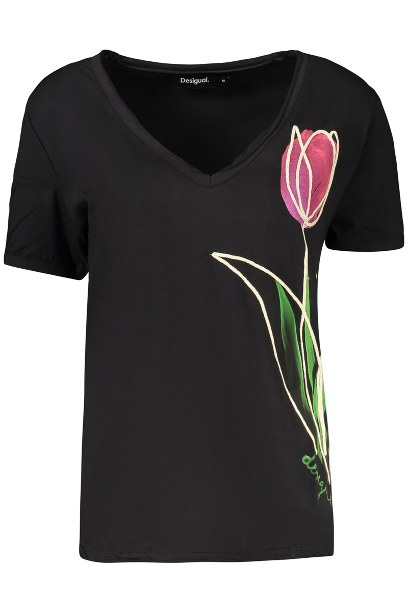 Czarny T-shirt damski Desigual 26WWTK38