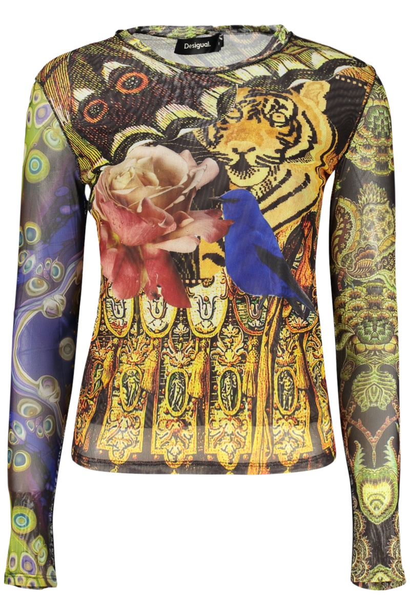 Żółty T-shirt damski z długim rękawem Desigual 26WWTK06