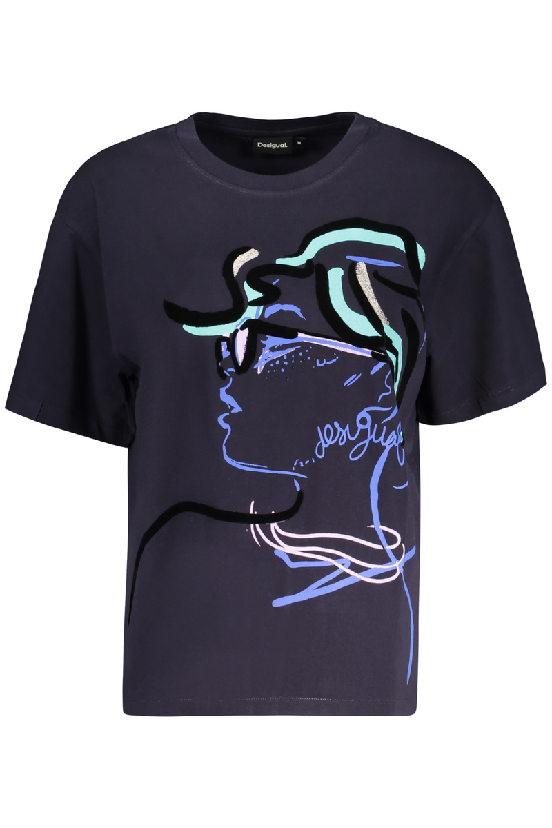 Niebieski T-shirt damski Desigual 26WWTK35
