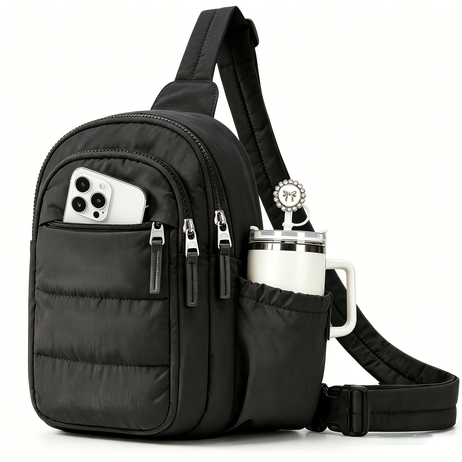 TEMU Mała Torba Sling dla Kobiet, Mini Torebka Crossbody dla Kobiet, Torba Podróżna, Puszysta Torba na Ramię Portfel z Slotami RFID, Puszysta Torba