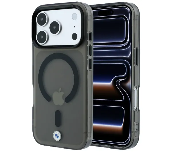 BMW Sign Frosted IML & MetaL Logo MagSafe do iPhone 18 Pro Max / 17 Pro Max Czarny BMHMP18X26HTFSILK