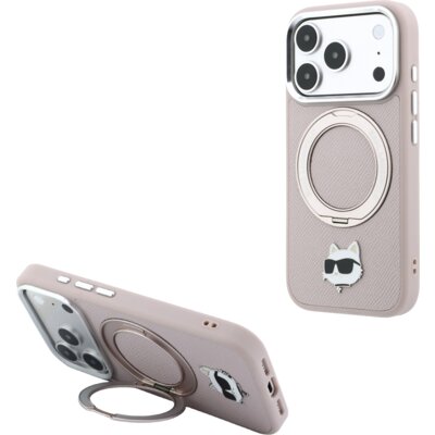 Karl Lagerfeld Etui 360 Choupette Head Pin MagSafe do Apple iPhone 17 Pro Max/18 Pro Max Różowy KLHMP18XPSRSCHHP
