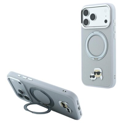 Karl Lagerfeld Etui 360 Karl Choupette Pin MagSafe do Apple iPhone 17 Pro Max/18 Pro Max Szary KLHMP18XPSRSKCHG