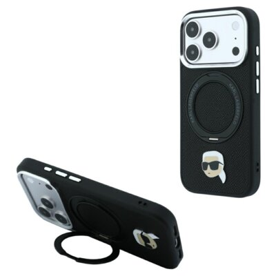 Karl Lagerfeld Etui 360 Karl Head Pin MagSafe do Apple iPhone 17 Pro Max/18 Pro Max Czarny KLHMP18XPSRSKLHK