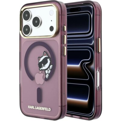 Karl Lagerfeld Etui Peekaboo Logo MagSafe do Apple iPhone 17 Pro/18 Pro Burgundowy KLHMP18L6HCPSCR