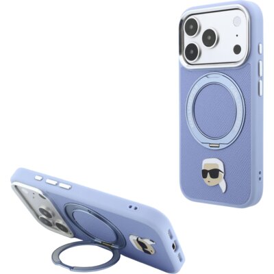 Karl Lagerfeld Etui 360 Karl Head Pin MagSafe do Apple iPhone 17 Pro Max/18 Pro Max Jasnoniebieski KLHMP18XPSRSKLHB
