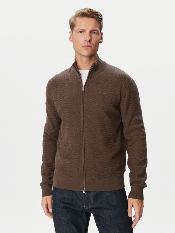 Gant Kardigan 8050334 Brązowy Regular Fit